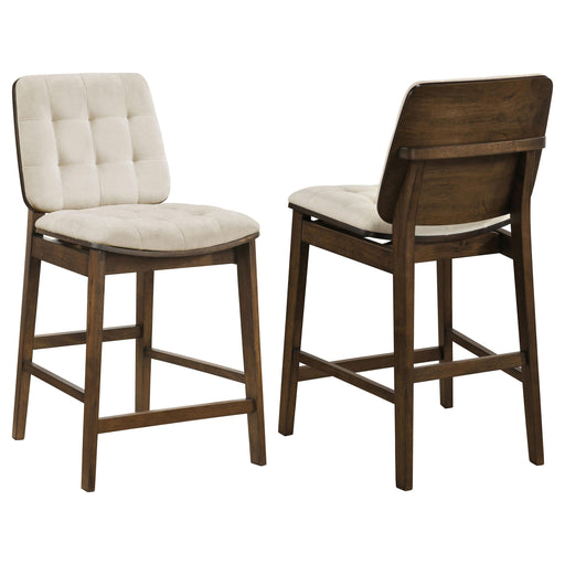 Redbridge Upholstered Counter Chair Cream and Walnut (Set of 2) - 193959WAL