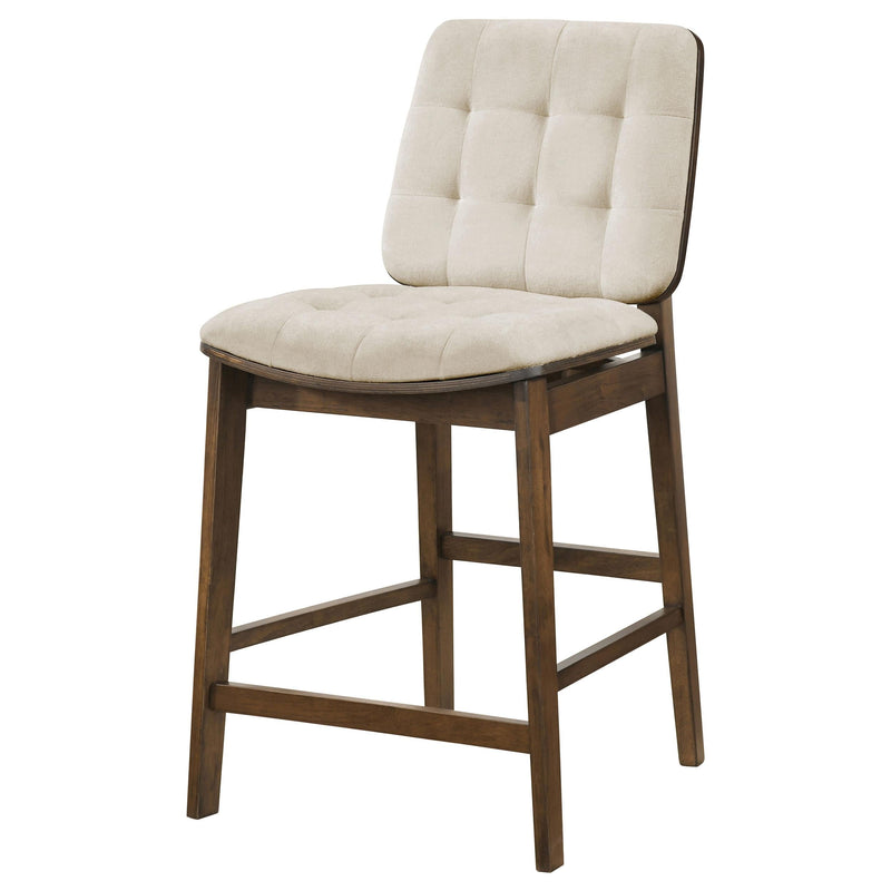 Redbridge Upholstered Counter Chair Cream and Walnut (Set of 2) - 193959WAL