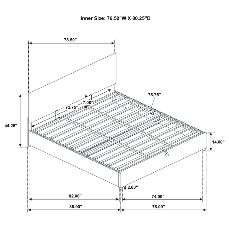 Reeves Upholstered Eastern King Lift-Top Storage Platform Bed Beige - 315918BGEKE