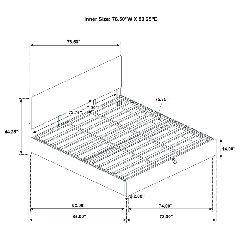 Reeves Upholstered Eastern King Lift-Top Storage Platform Bed Tan - 315918TANKE