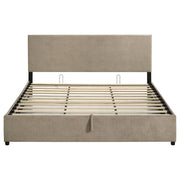 Reeves Upholstered Eastern King Lift-Top Storage Platform Bed Tan - 315918TANKE