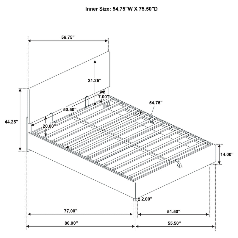 Reeves Upholstered Full Lift-Top Storage Platform Bed Tan - 315918TANF