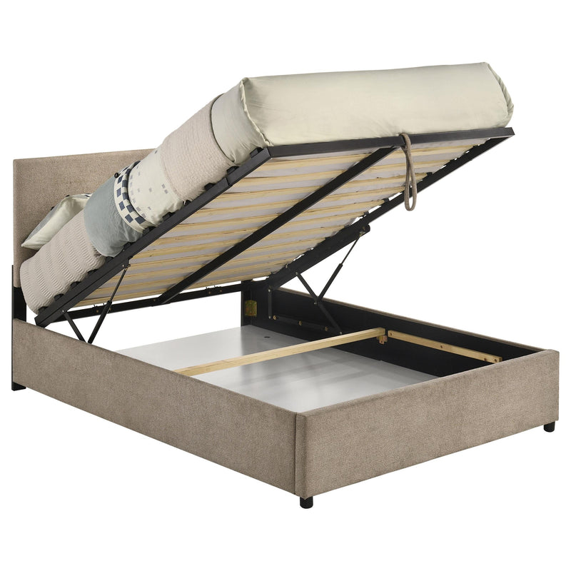 Reeves Upholstered Full Lift-Top Storage Platform Bed Tan - 315918TANF