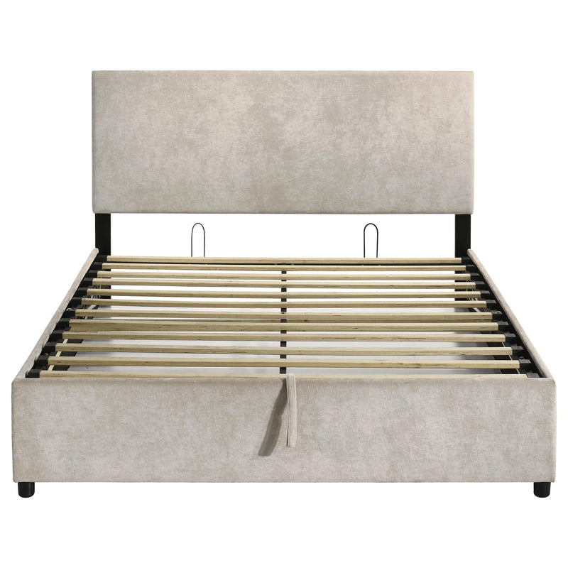 Reeves Upholstered Queen Lift-Top Storage Platform Bed Beige - 315918BGEQ