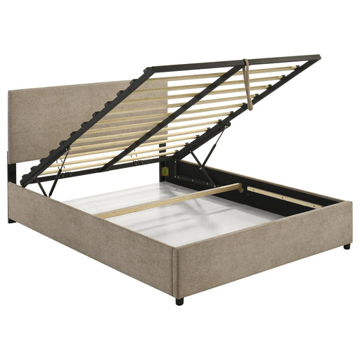 Reeves Upholstered Queen Lift-Top Storage Platform Bed Tan - 315918TANQ
