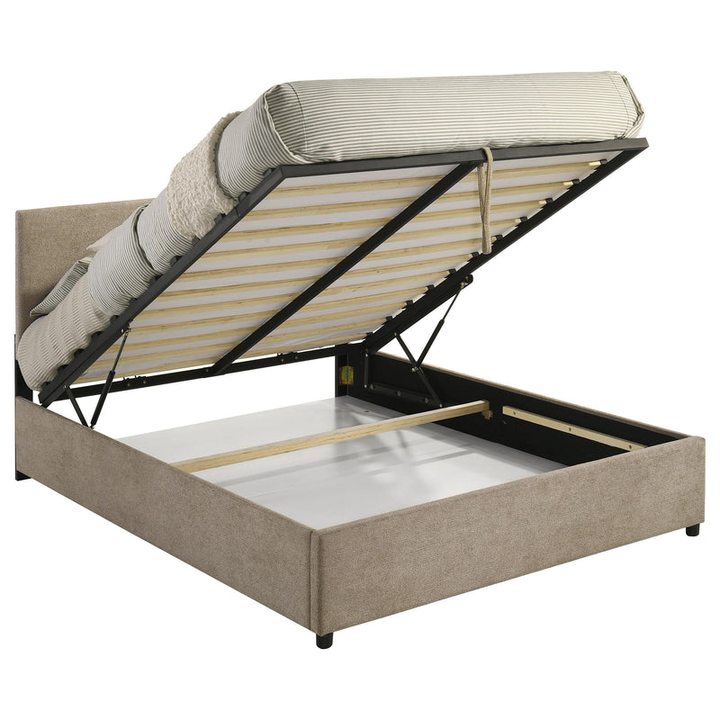 Reeves Upholstered Queen Lift-Top Storage Platform Bed Tan - 315918TANQ