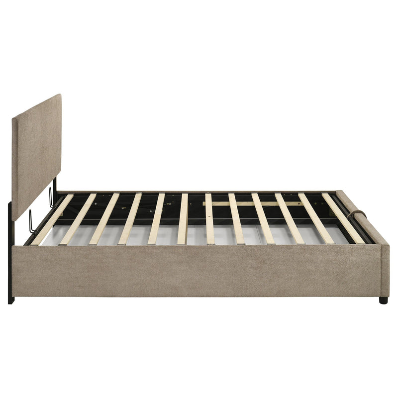 Reeves Upholstered Queen Lift-Top Storage Platform Bed Tan - 315918TANQ