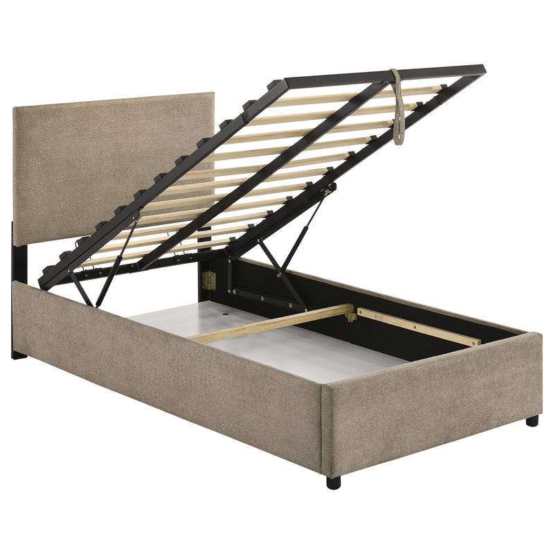 Reeves Upholstered Twin Lift-Top Storage Platform Bed Tan - 315918TANT