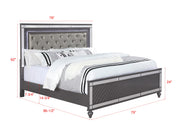 Refino Gray King LED Upholstered Panel Bed - DMV FurnitureKing Bed