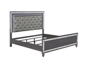 Refino Gray King LED Upholstered Panel Bed - DMV FurnitureKing Bed