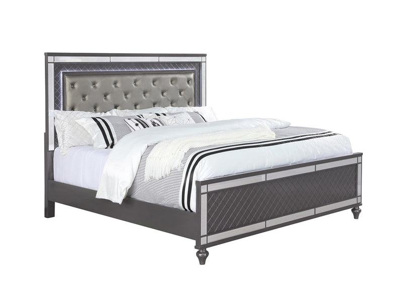 Refino Gray LED King Panel Bed - DMV Furniture