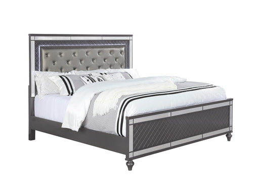 Refino Gray LED King Panel Bed - DMV Furniture