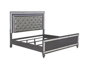 Refino Gray LED Queen Panel Bed - DMV Furniture