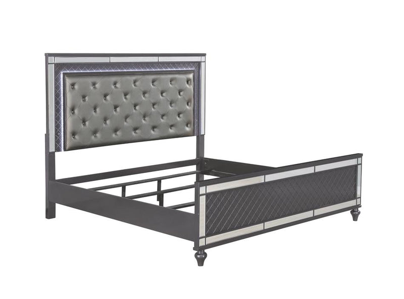 Refino Gray LED Queen Panel Bed - DMV Furniture
