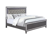 Refino Gray Queen LED Upholstered Panel Bed - DMV FurnitureQueen Bed