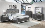 Refino Gray Queen LED Upholstered Panel Bed - DMV FurnitureQueen Bed