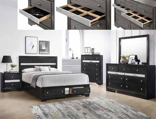 Regata Black Queen Head/Footboard Bk/Sil - B4670-Q-HBFB