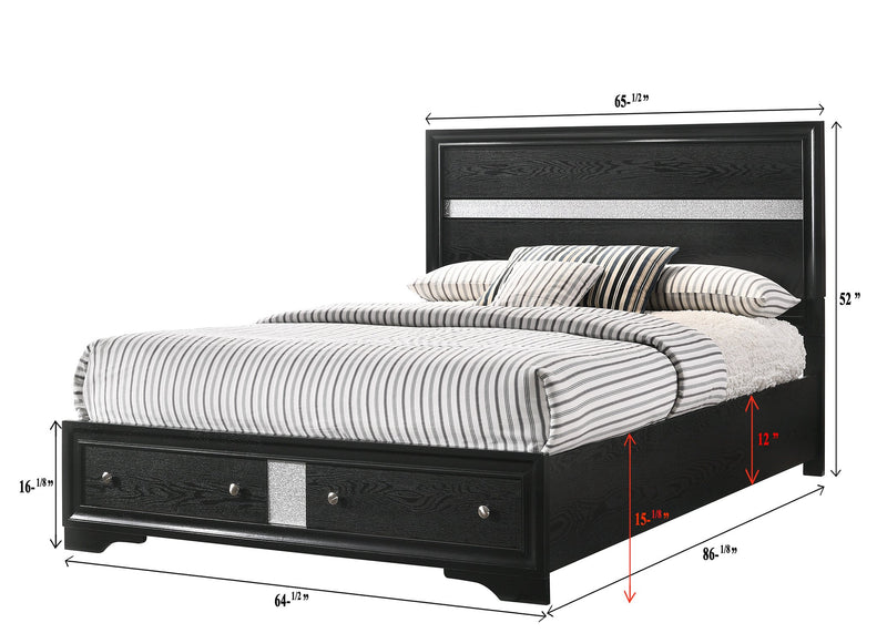 Regata Black/Silver Storage Platform Bedroom Set - DMV FurnitureBedroom Set