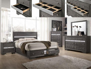 Regata Gray Queen Storage Platform Bed - DMV Furniture