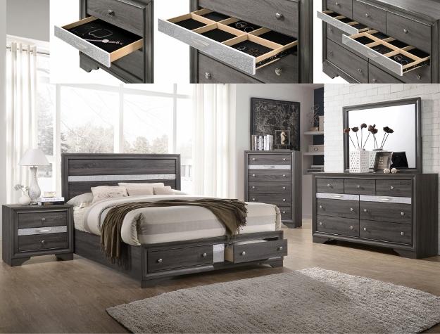 Regata Gray Queen Storage Platform Bed - DMV Furniture