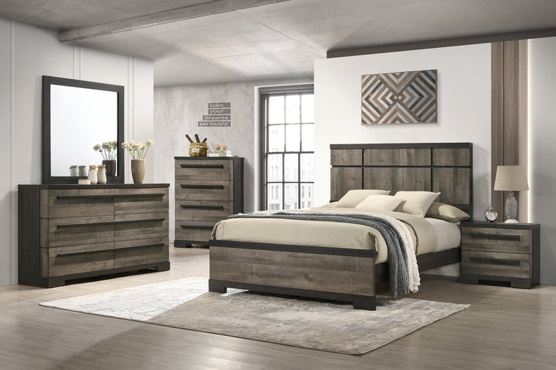 Remington Brown/Gray King Panel Bed - DMV FurnitureKing Bed