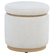 Remuda Boucle Upholstered Round Storage Ottoman Ivory - 915423
