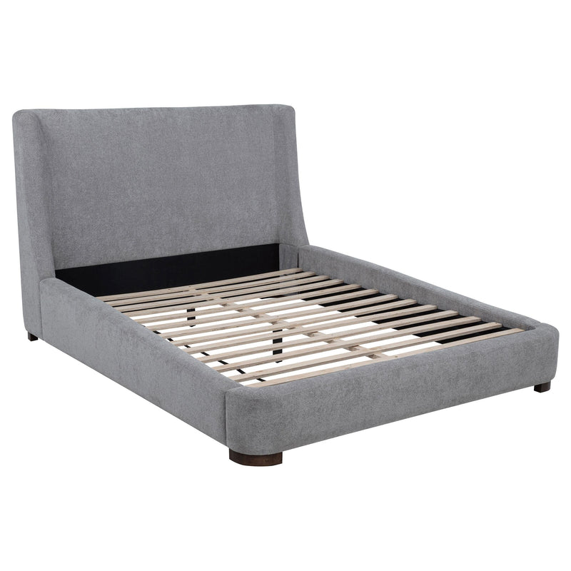 Rennes Upholstered Eastern King Wingback Platform Bed Grey - 315928KE