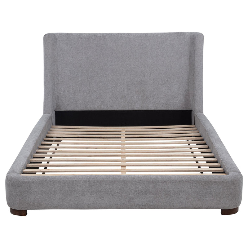 Rennes Upholstered Eastern King Wingback Platform Bed Grey - 315928KE