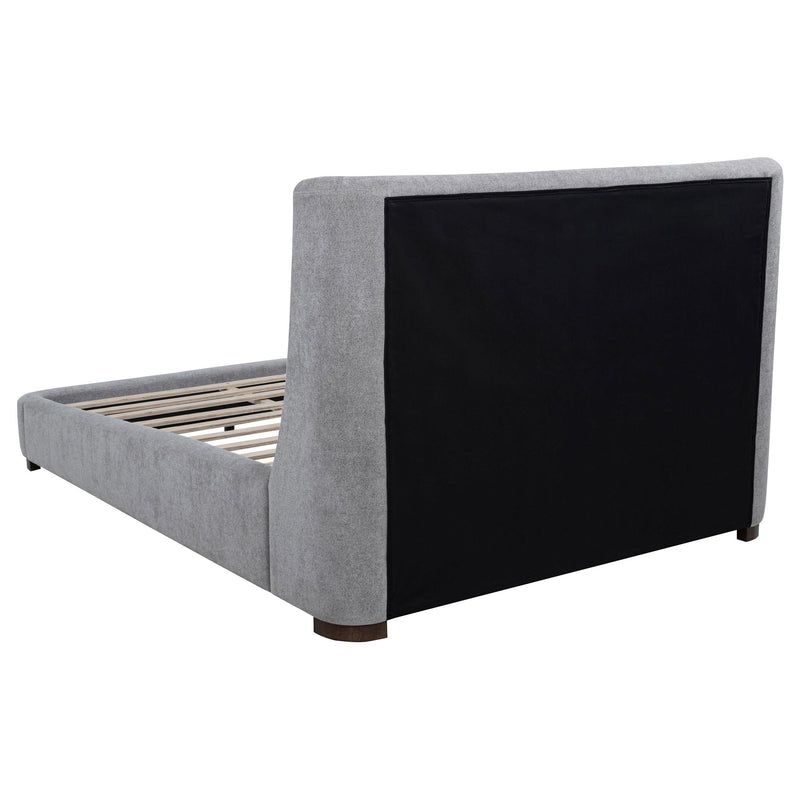 Rennes Upholstered Eastern King Wingback Platform Bed Grey - 315928KE