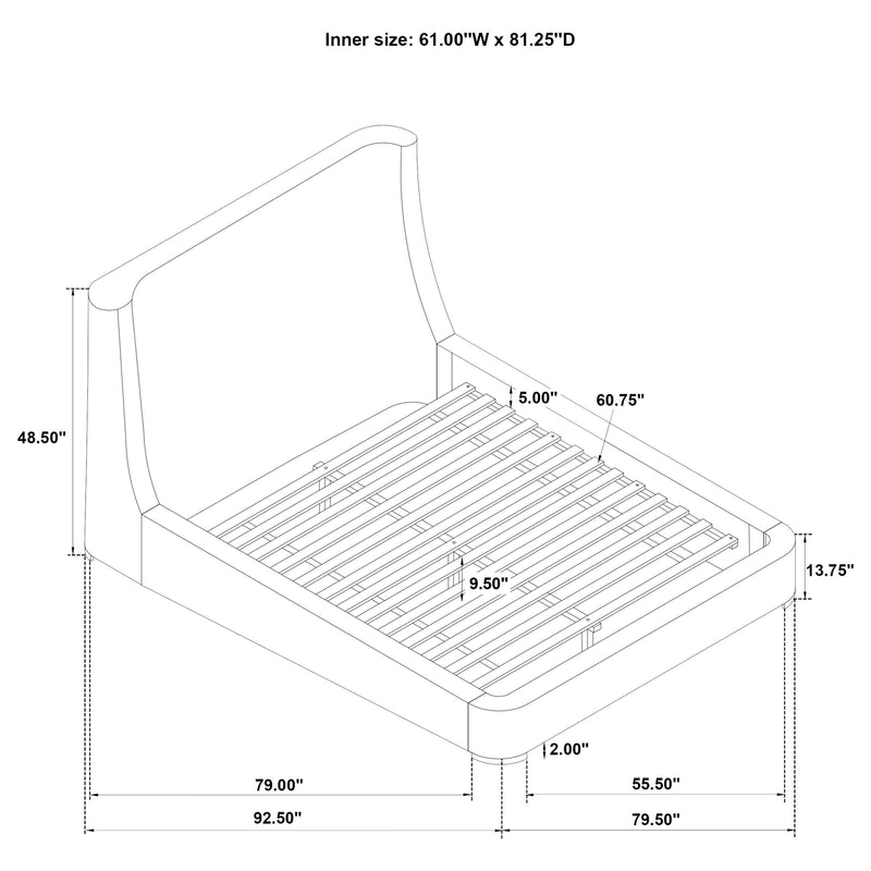 Rennes Upholstered Queen Wingback Platform Bed Grey - 315928Q