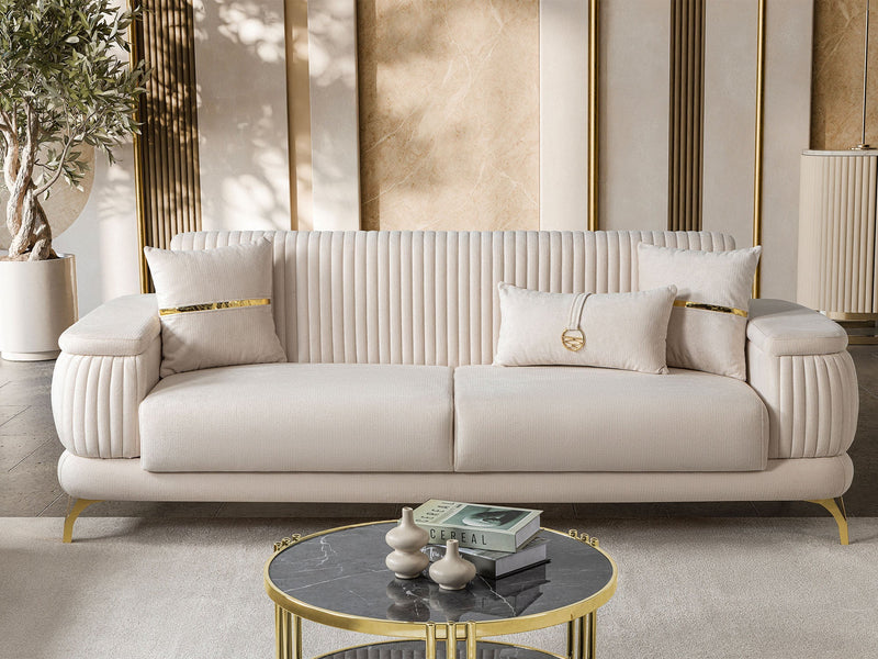 Resital 3-pieces (Sofa & Loveseat & Chair) Livingroom Set in Cream - 200-ST-RES-FLORIA04-321