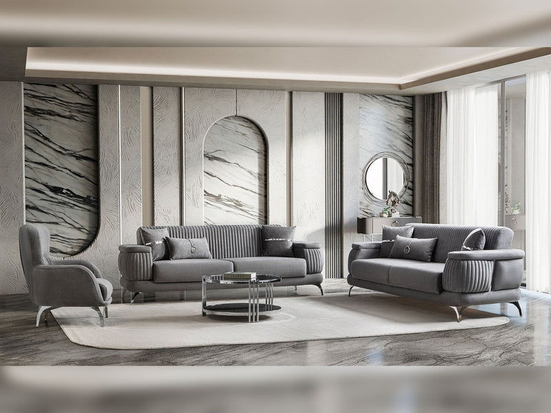 Resital 3-pieces (Sofa & Loveseat & Chair) Livingroom Set in Cream - 200-ST-RES-FLORIA04-321