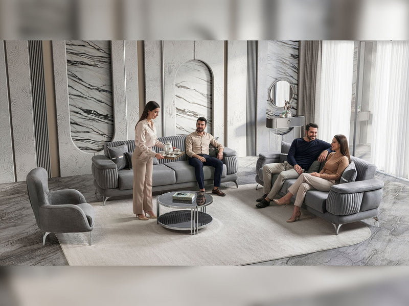 Resital 3-pieces (Sofa & Loveseat & Chair) Livingroom Set in Cream - 200-ST-RES-FLORIA04-321