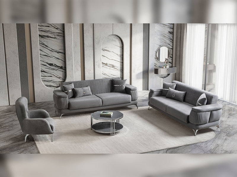 Resital 3-pieces (Sofa & Loveseat & Chair) Livingroom Set in Cream - 200-ST-RES-FLORIA04-321
