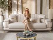 Resital 3-pieces (Sofa & Loveseat & Chair) Livingroom Set in Cream - 200-ST-RES-FLORIA04-321
