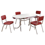 Retro 5-piece Oval Dining Table Set White and Red - 2065-S5R