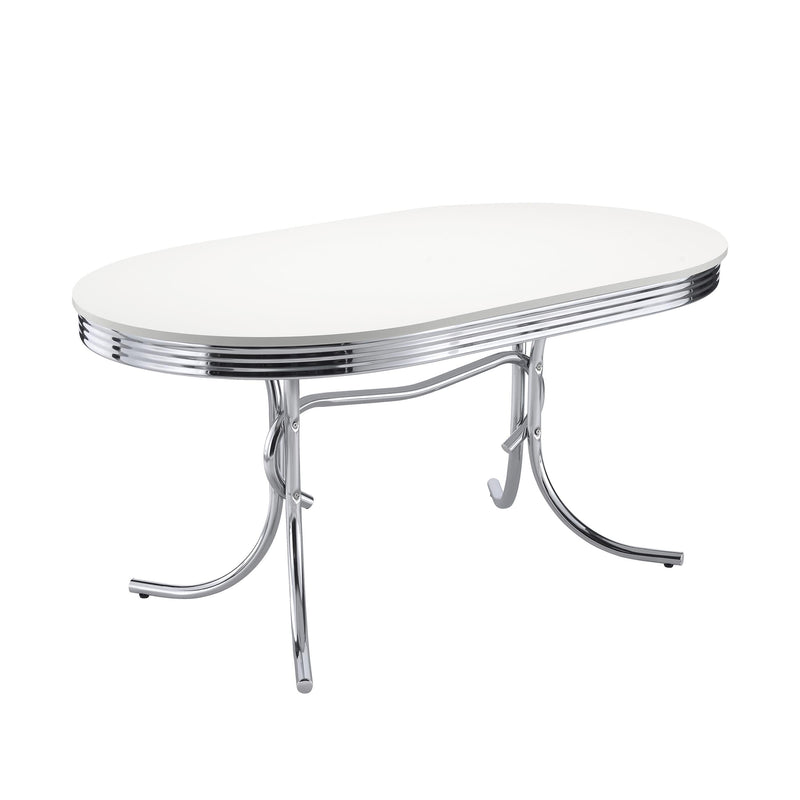 Retro 5-piece Oval Dining Table Set White and Red - 2065-S5R