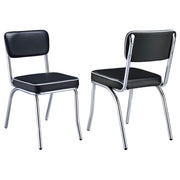 Retro Upholstered Dining Side Chair Black (Set of 2) - 2066