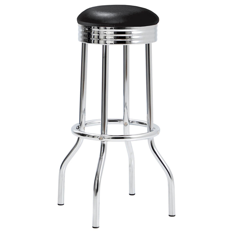 Retro Upholstered Metal Swivel Bar Stool Black (Set of 2) - 2408