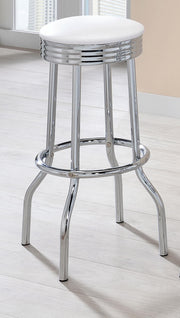 Retro Upholstered Metal Swivel Bar Stool White (Set of 2) - 2299W