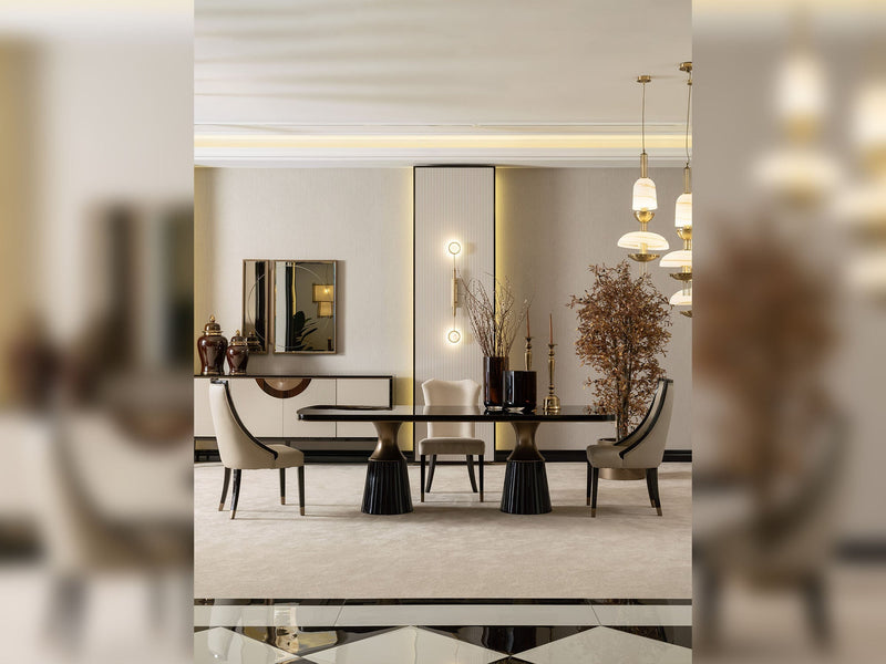 Revora Diningroom (Consol With Mirror & Dining Table & 2 Lux Dining Chair & 2 Dining Chair) - 200-GAB-REV-DT-6-SET