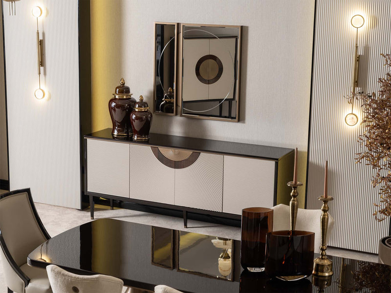 Revora Diningroom (Consol With Mirror & Dining Table & 2 Lux Dining Chair & 2 Dining Chair) - 200-GAB-REV-DT-6-SET