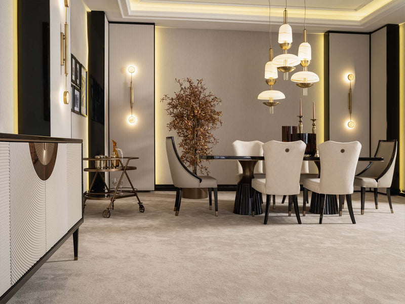 Revora Diningroom (Consol With Mirror & Dining Table & 2 Lux Dining Chair & 2 Dining Chair) - 200-GAB-REV-DT-6-SET