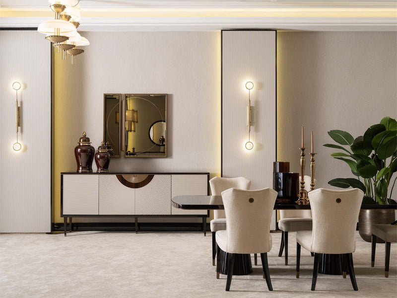 Revora Diningroom (Consol With Mirror & Dining Table & 2 Lux Dining Chair & 2 Dining Chair) - 200-GAB-REV-DT-6-SET