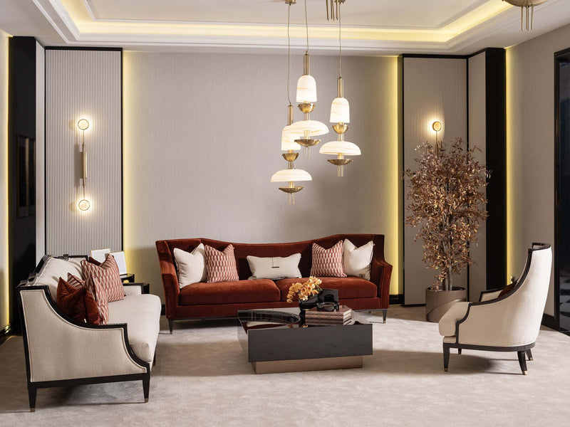 Revora Stationary Four Seat Sofa in Brick - 200-GAB-REV-4