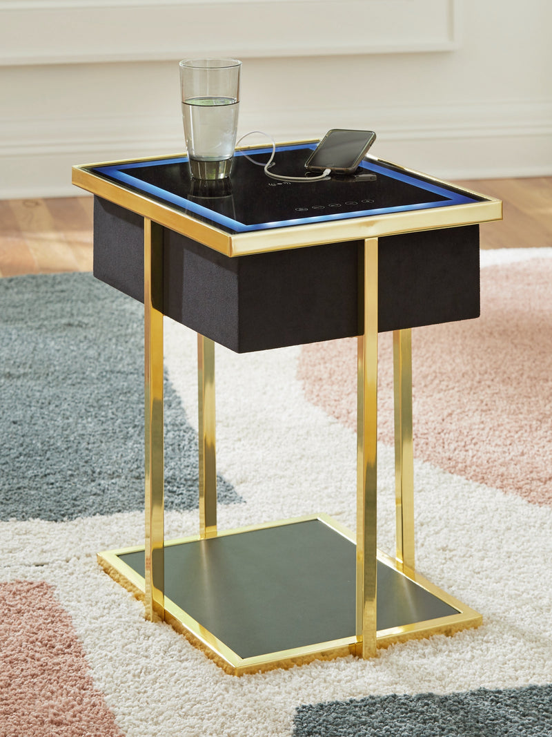 Rexwell Black/Gold Finish Accent Table with Speaker - A4000681