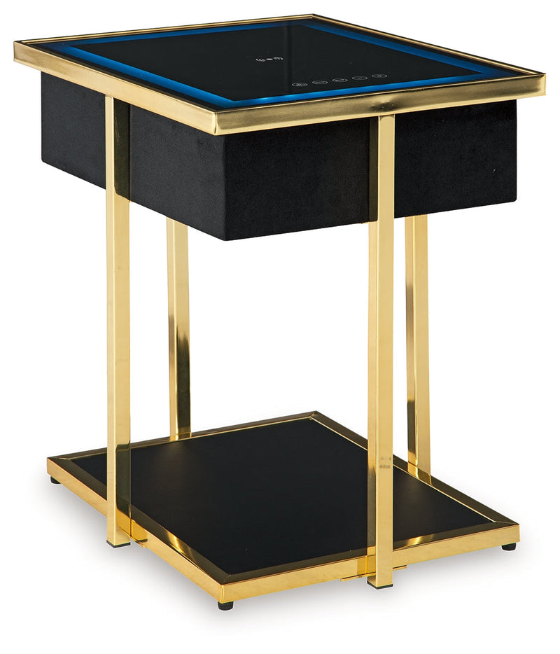 Rexwell Black/Gold Finish Accent Table with Speaker - A4000681
