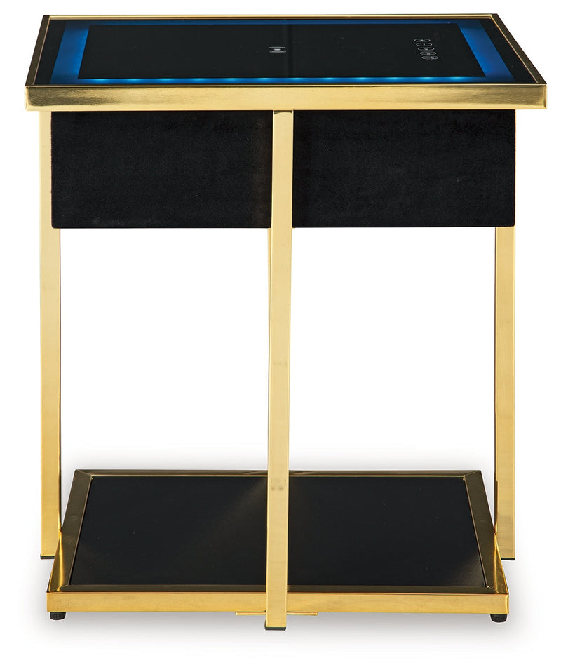 Rexwell Black/Gold Finish Accent Table with Speaker - A4000681