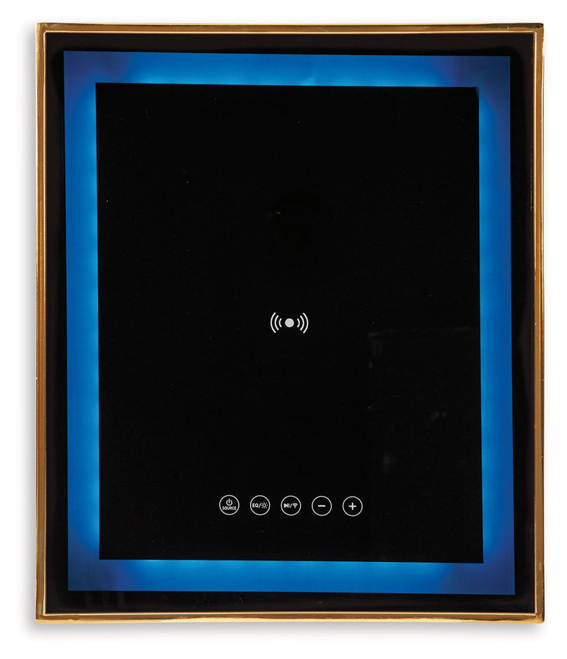 Rexwell Black/Gold Finish Accent Table with Speaker - A4000681