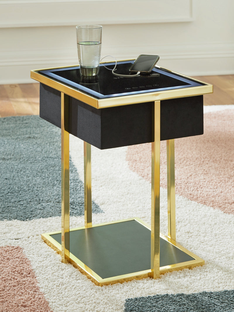 Rexwell Black/Gold Finish Accent Table with Speaker - A4000681